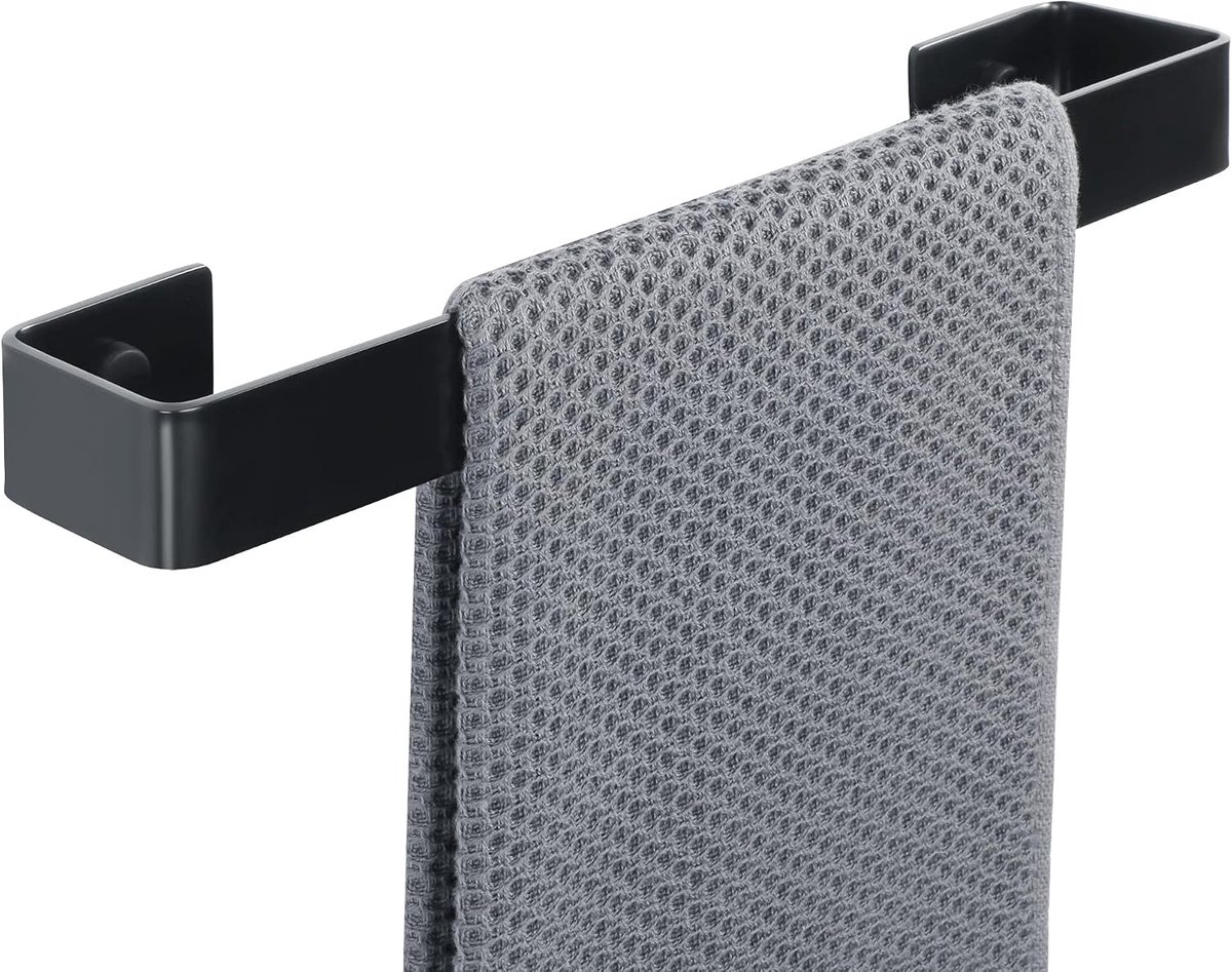 Handdoekenhouder Wandmontage Badkamer Handdoekhouder, Handdoekhouder Handdoekring Voor Keuken, SUS304 Roestvrij Staal Mat Zwart 30 CM, EGJF300-B