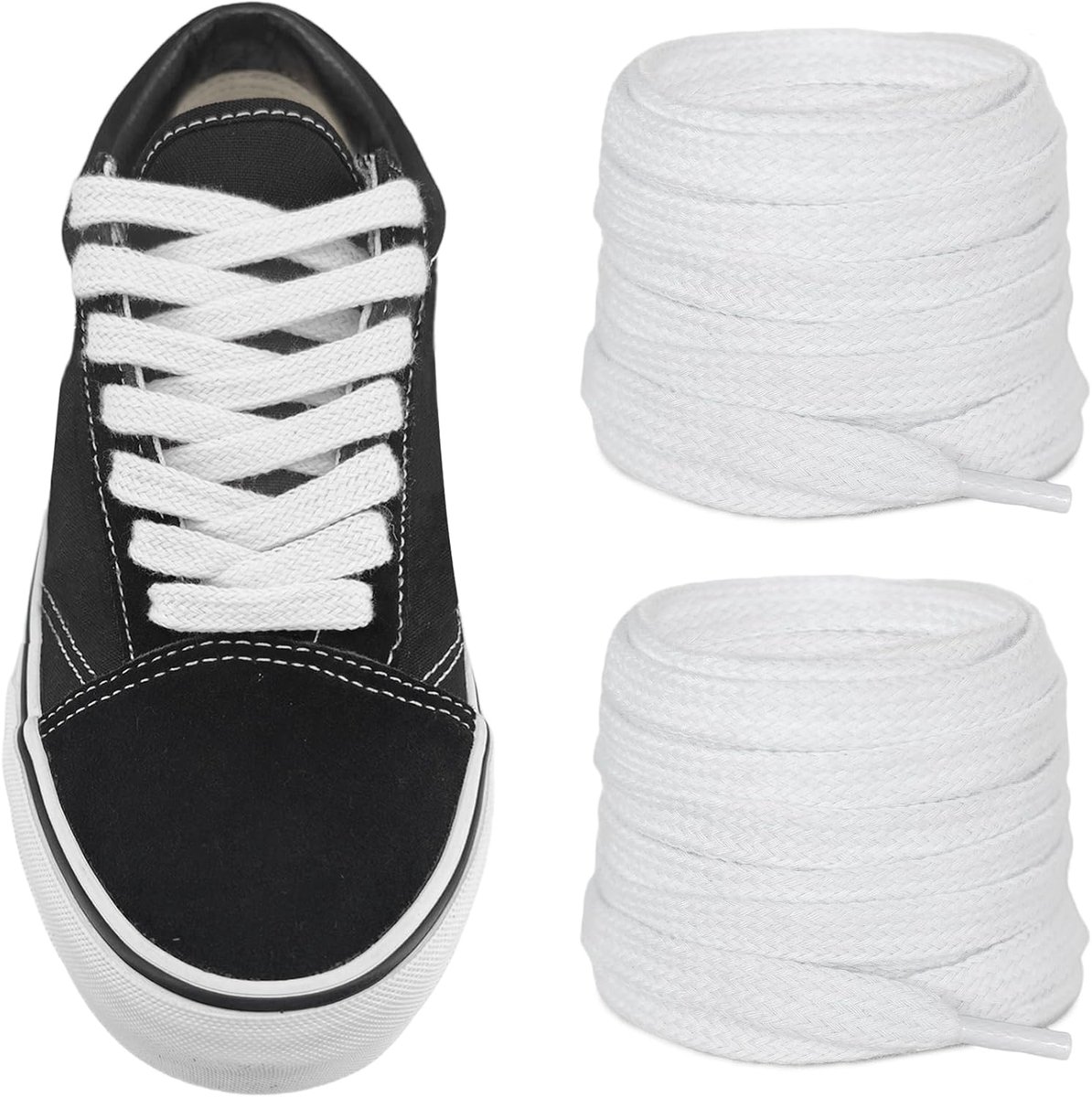 Schoenveters voor Vans Skate Schoenen, 8mm Platte Schoenveters Vervanging Snaren voor Canvas Sneakers
