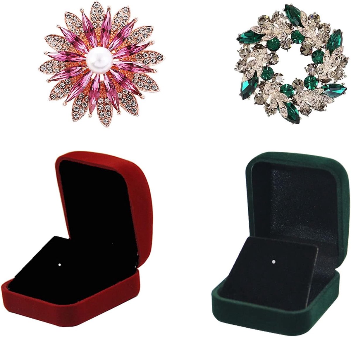 2-Delige Vrouwen Broche Set, Rhinestone Broche Pin Set, Kleurrijke Crystal Pin Broche, Wordt geleverd in een bijpassende geschenkdoos voor kledingdecoratie