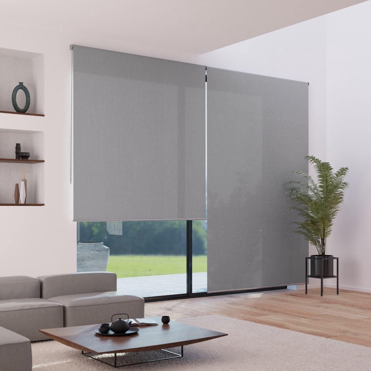 Rolgordijn lichtdoorlatend, steengrijs, L 64 x H 250 cm (stof L60 cm)