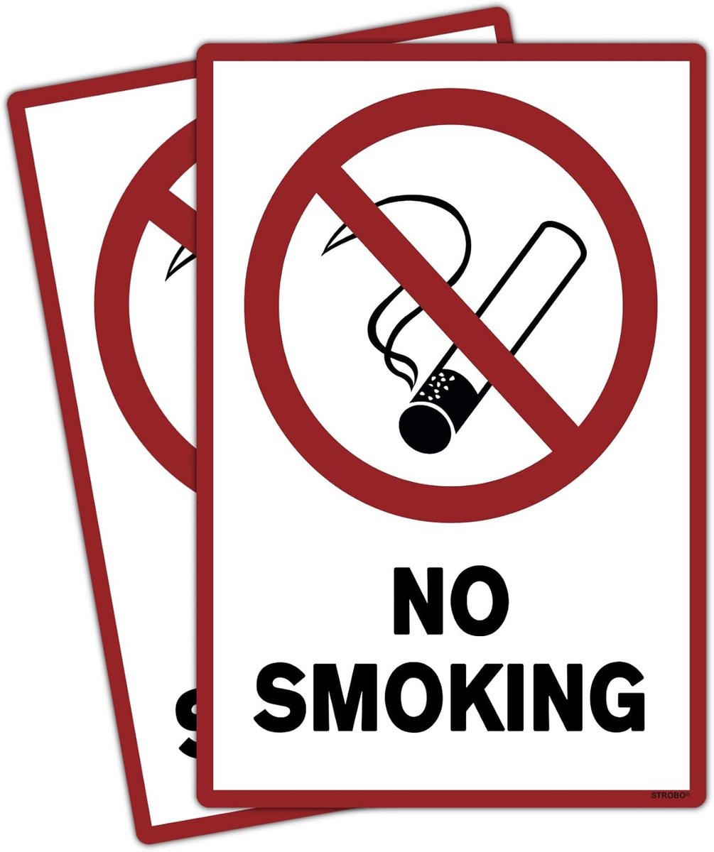 2 stuks No smoking/roken verboden bord 20 x 30 cm van stabiele PVC hardschuimplaat 3 mm met UV-bescherming van STROBO