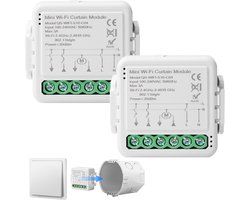 Rolluikschakelaarmodule, 2 stuks, wifi-smart-inbouwschakelaar, module met looptijdinstelling voor gordijnen, jaloezieën en luifels, compatibel met Google Home/Smart Life/Tuya Smart