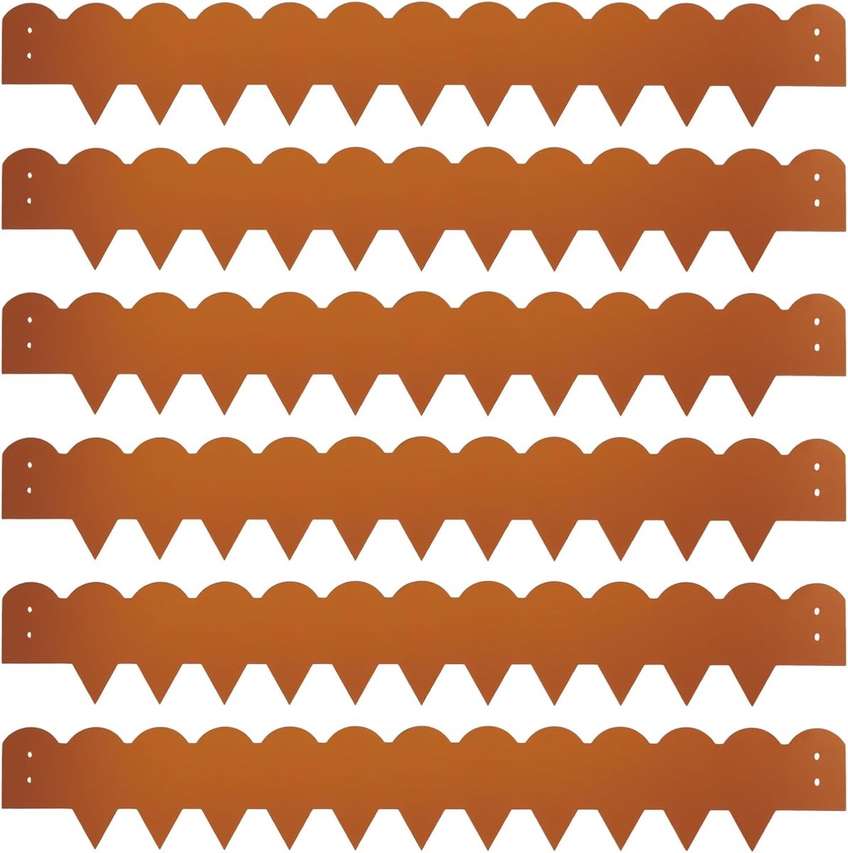 6-delig, lengte 102 cm, flexibele gazonrandbescherming voor bloembed en tuin, eenvoudige montage, weerbestendig staal, ideaal voor hobbytuinders (bruin, 102 x 15 cm)