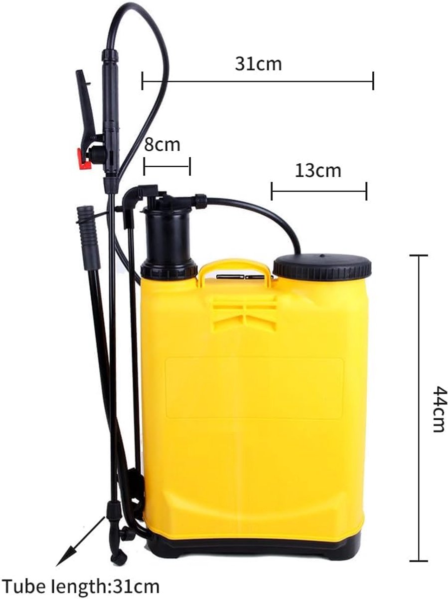 Druksproeier 16 l inhoud - 16 l pesticiden spuit 16 l, water/onkruidverdelger/meststof (geel)