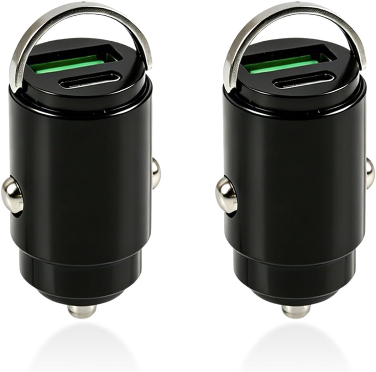 USB C-adapter, oplader voor sigarettenaansteker, snel opladen met USBC-stekker en USB-aansluiting, compacte autoadapter voor smartphone, tablet en autoaccessoires