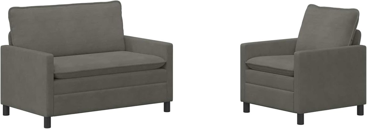 Sofa set 2 stuks lichtgrijs stof, woonkamer gestoffeerde bank bank voor appartement kantoor logeerkamer slaapkamer 3417041