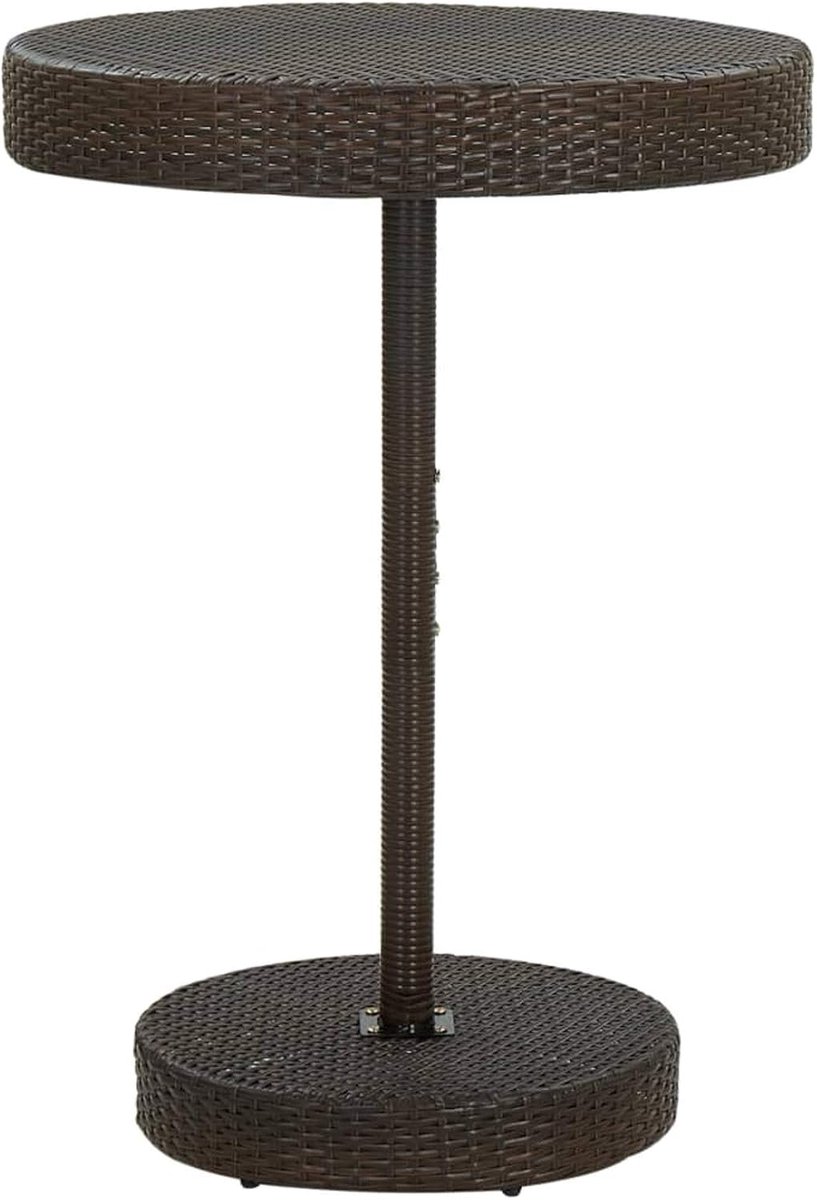 Tuintafel, salontafel van polyrotan, 75,5 x 106 cm, bruin, voor tuin, terras, balkon, terras, binnen en buiten