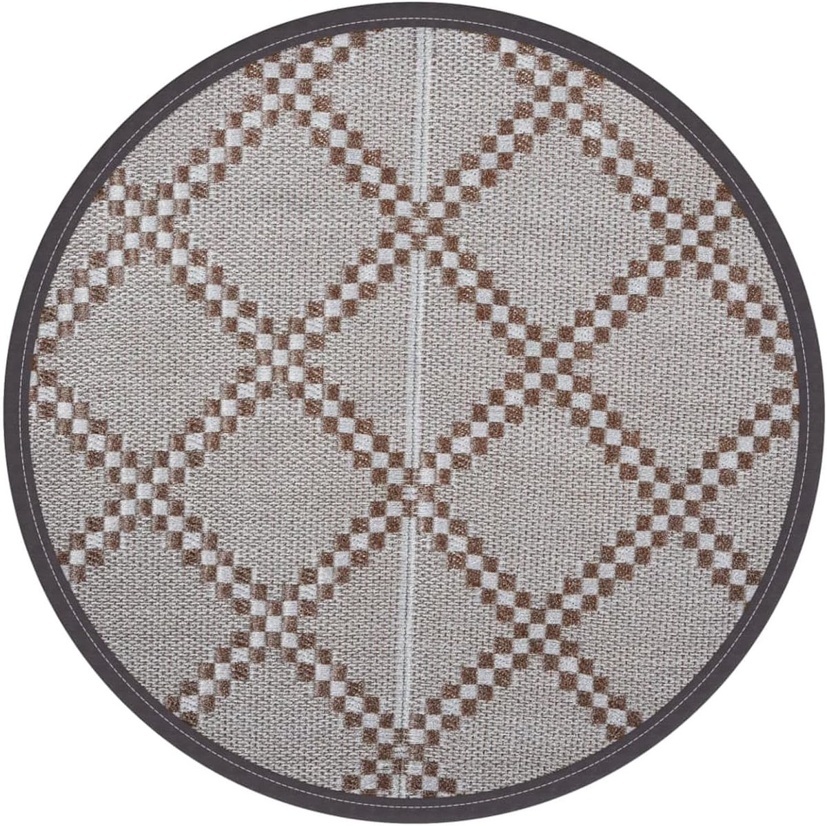 Outdoor tapijt ARAKIL bruin Ø120 cm PP, buitentapijt woonkamertapijt picknickdeken voor patio balkon tuin terras 368478