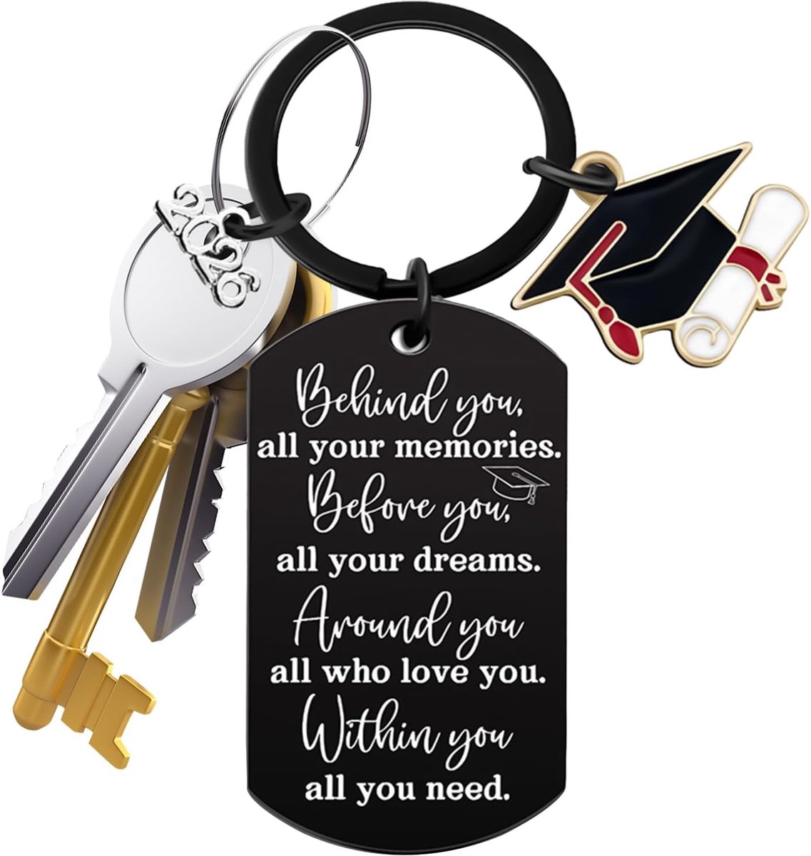 sleutelhanger cadeau - Universiteit Graduate Souvenir, middelbare school afstuderen sleutelhanger, gepersonaliseerd cadeau voor universiteit, student vriend, ideaal voor ceremonie viering