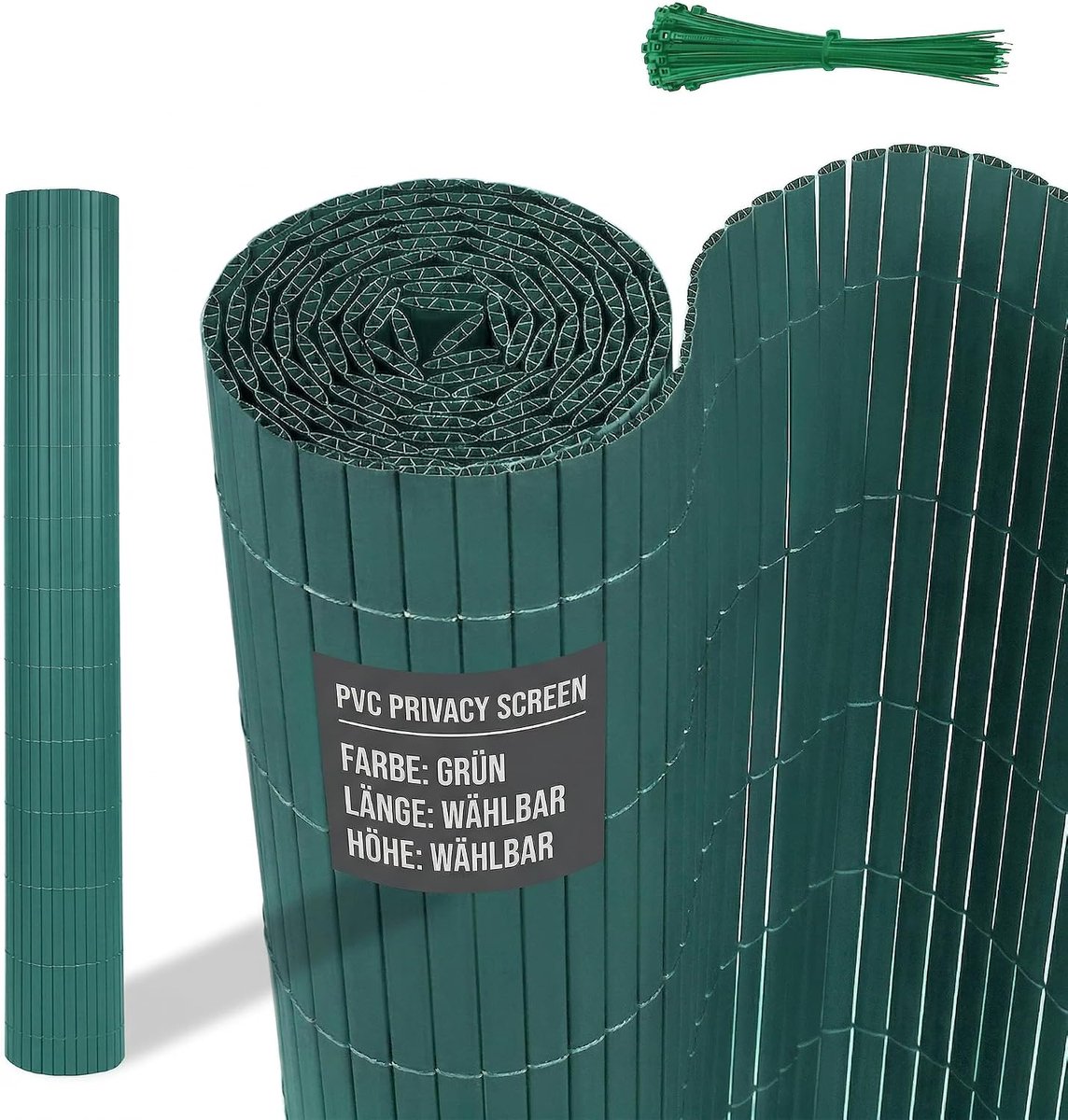 Inkijkwerende mat, 200 x 900 cm (H x L), weerbestendig tuinscherm, W-structuur, inkijkbescherming voor buiten, tuin, balkon en terras, met kabelbinders, groen