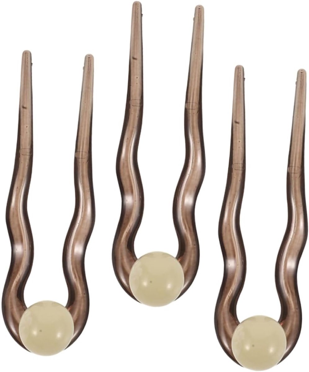 3 Stuks Haarspeld Knot Haar Stokken Lange Haren Stokken Haarstyling Pinnen Vintage Chignon Forks Dikke Broodjessticks Vrouwen Haarpen Chignon Haar Vorken Bruin Plastic