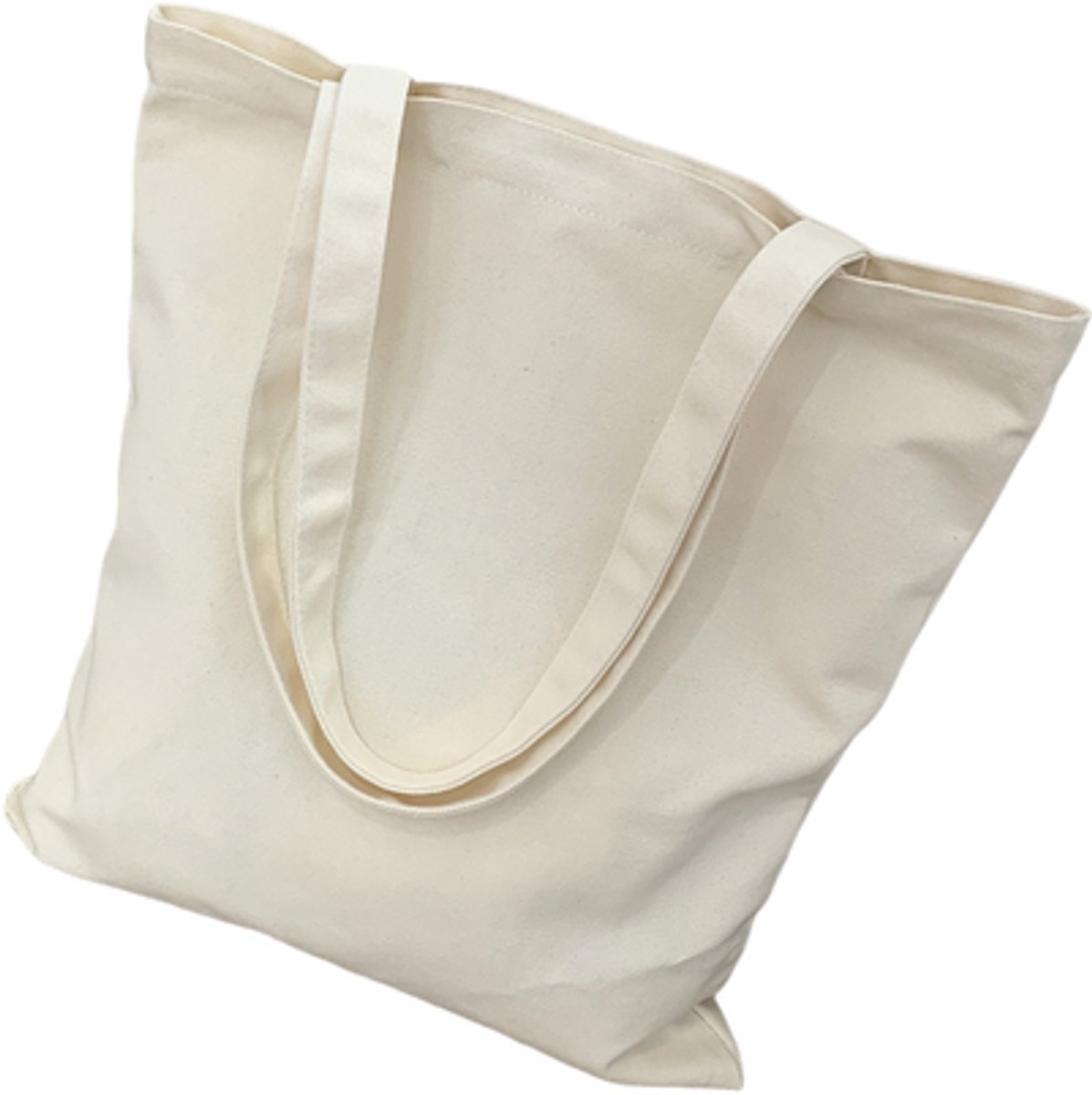 Canvas draagtas - Lichtgewicht, compacte, herbruikbare boodschappentas - Beige - 34 cm breed x 39 cm hoog - 1 stuk.