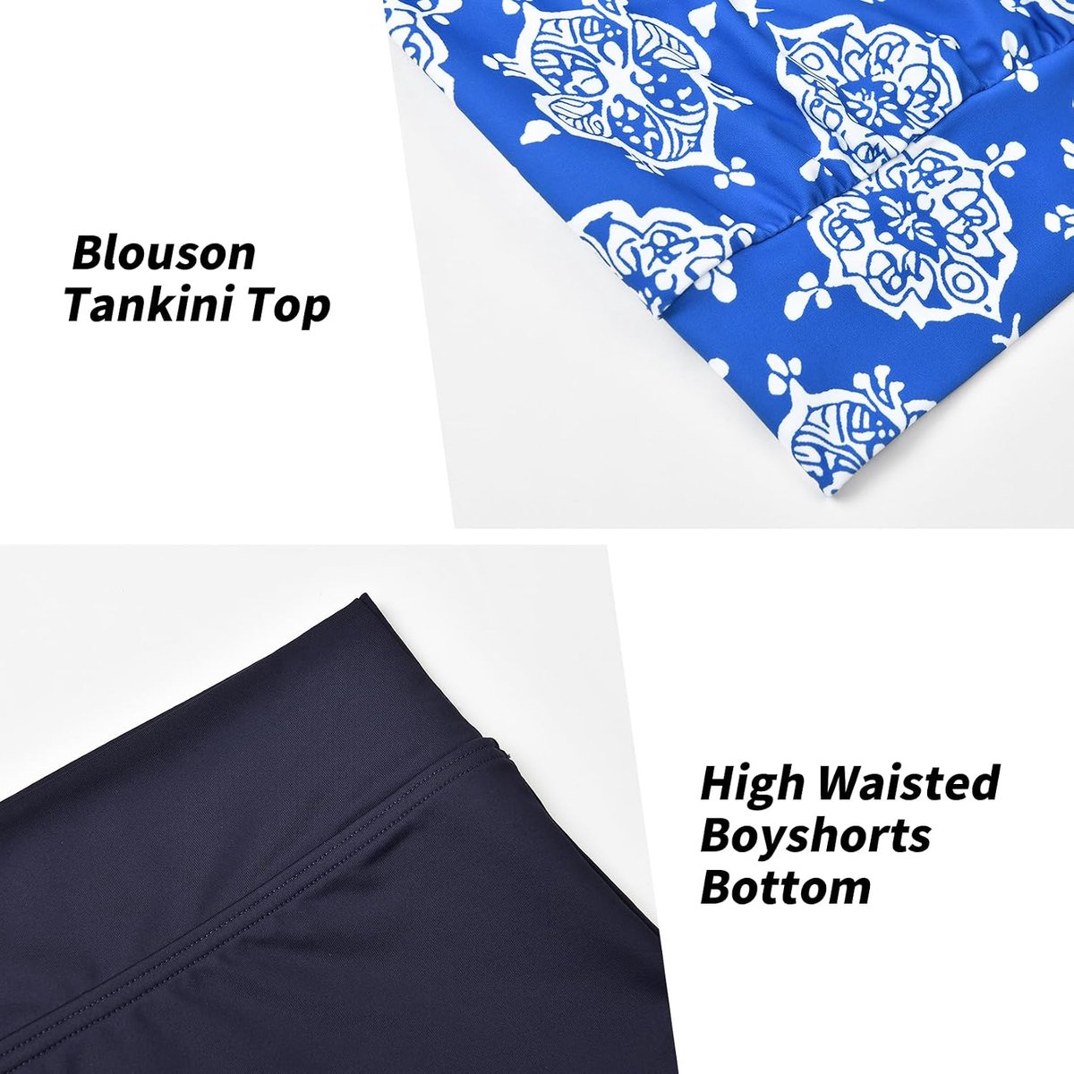 Sets voor dames, plus size, hoge taille, blouson, tankini met shorts, buikcontrole, badmode