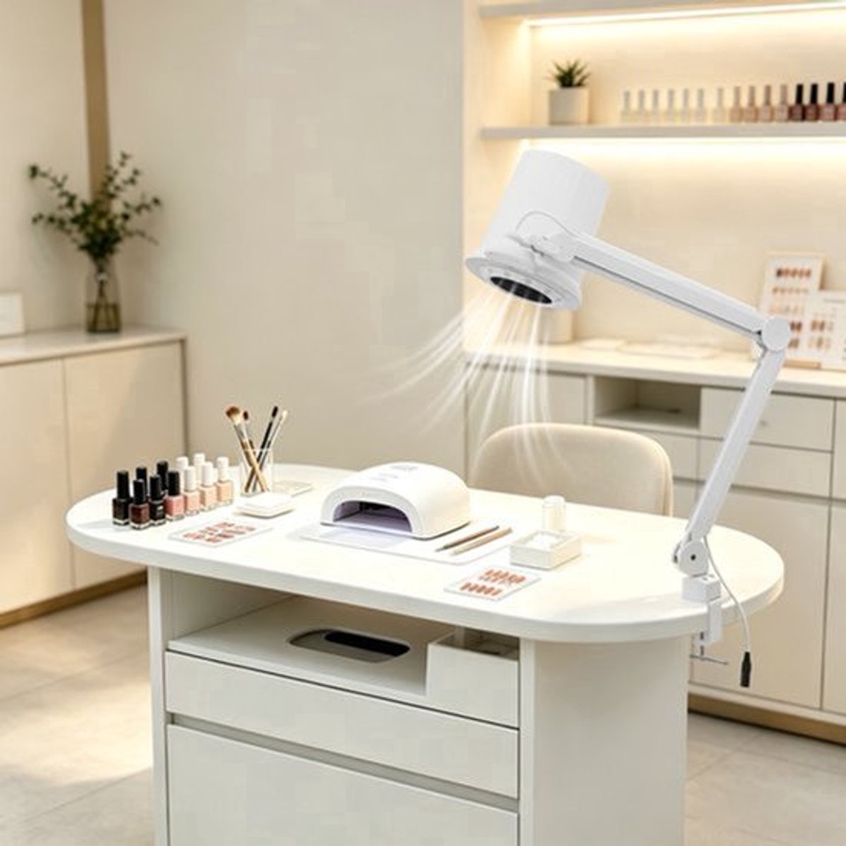 Nagelstofzuiger Professioneel - 55W Vermogen - ABS Materiaal - Rood - Met LED Licht - Voor Manicure En Pedicure