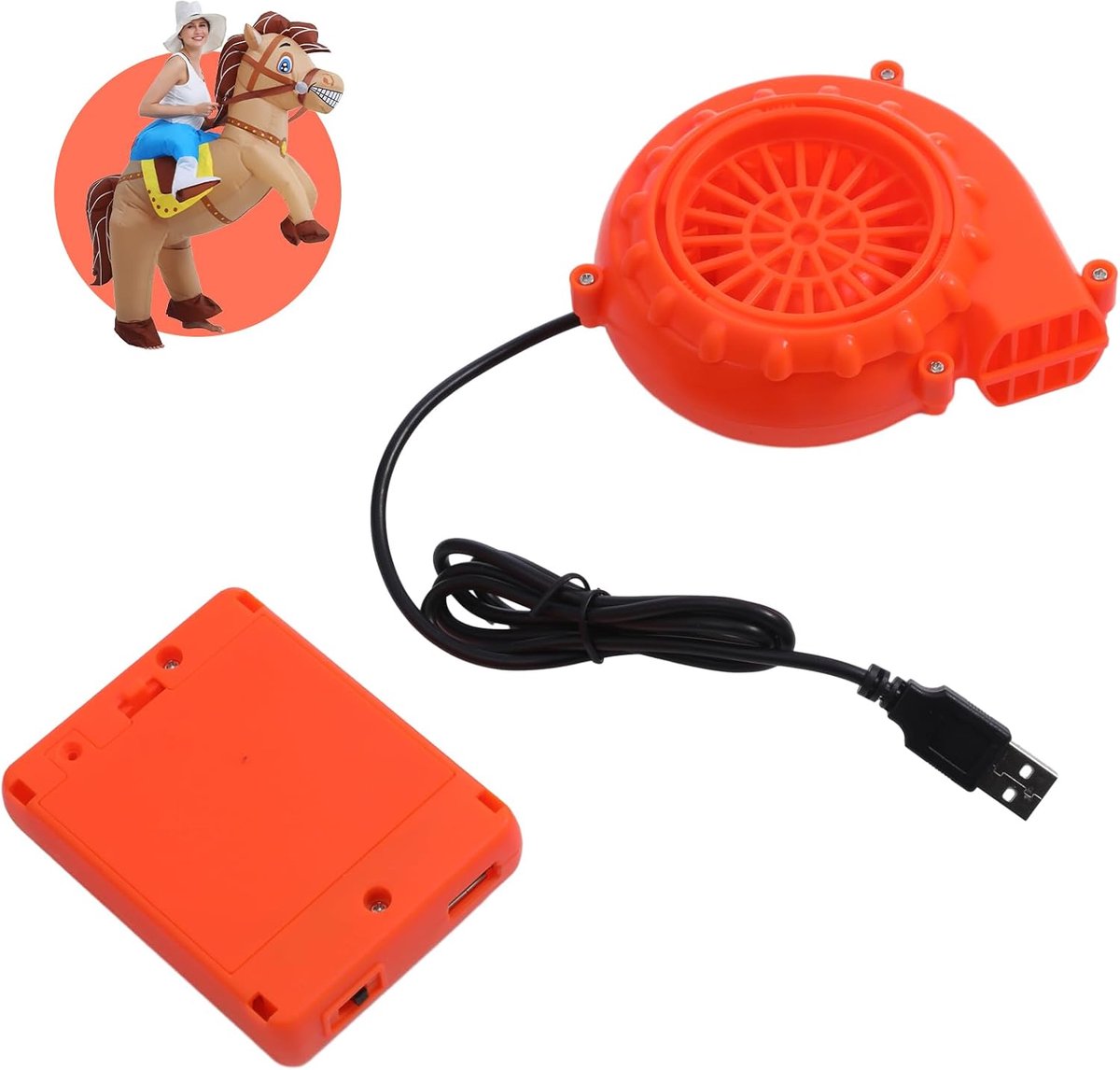 Fan voor Opblaaskostuum, USB Mini Ventilator voor Opblaasbare Kostuums, Maskottens en Dinosaurussen, Mini Ventilator met Batterijbox, DC 6V, 4,8W