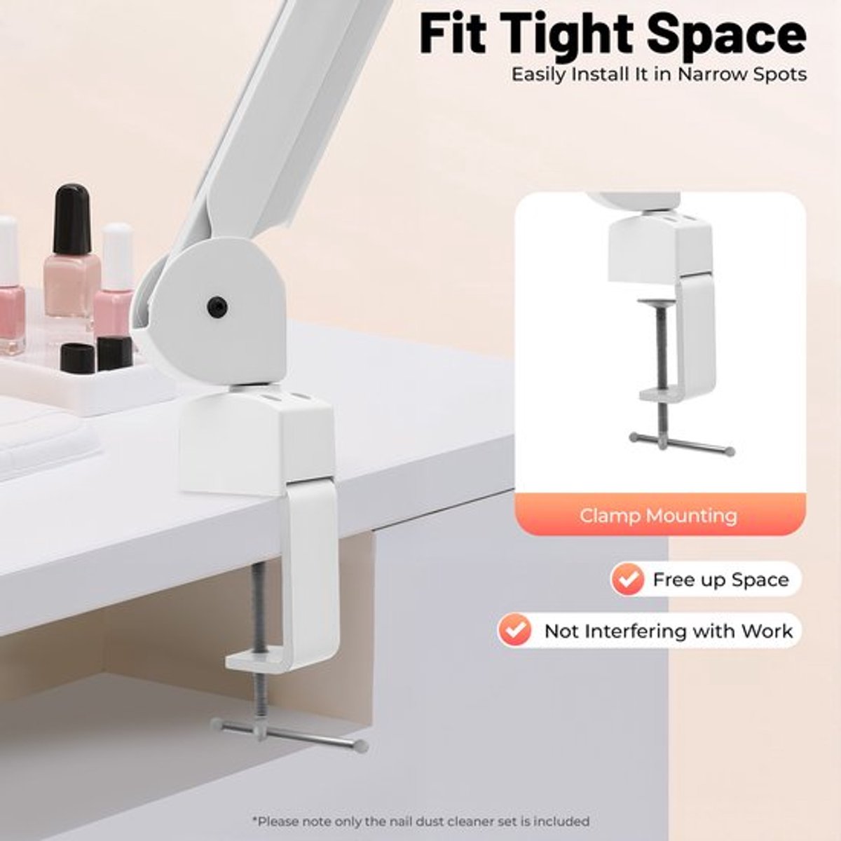 Nagelstofzuiger Desktop - 55 W Vermogen - 10-traps Snelheidsregeling - ABS Materiaal - Met LED Verlichting - Voor Manicure Pedicure