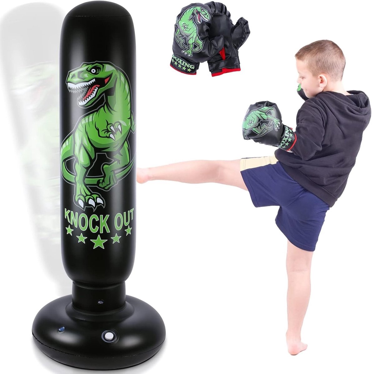 Bokszak voor Kinderen 160 cm - Vrijstaande Bokszakset met Bokshandschoenen voor Training in Karate, Taekwondo en MMA