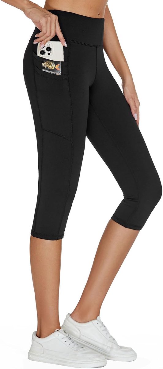 Leggings Dames met 5 zakken, Sportleggings Dames 3/4, Ondoorzichtige Hoge Taille Yogabroek
