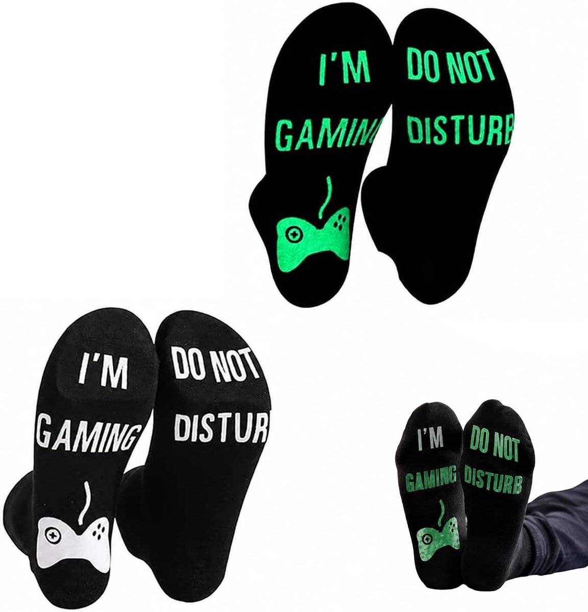 2 Paar Gaming voor Heren en Jongeren, Grappige Katoenen Sokken met "Niet Storen" Tekst, Comfortabele Ademende Cadeau voor Gamers