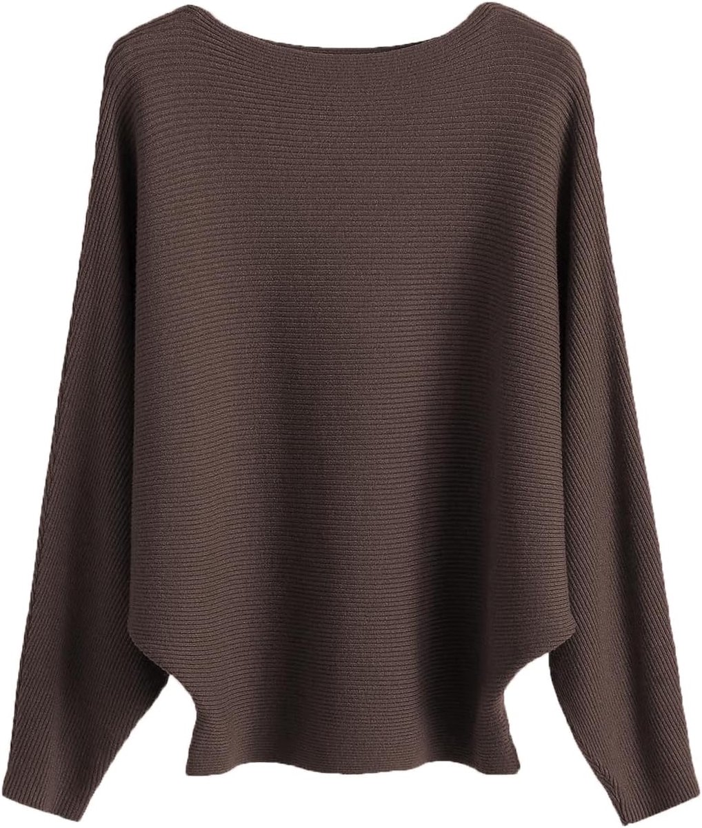Dames Trui Vleermuismouwen Elegant Oversized Trui Lange Mouw Sweatshirt Gebreide Trui Batwing Gebreide Top