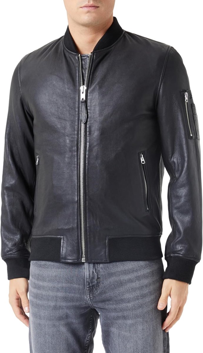 Lcbombers Bombers van leer voor heren, Zwart, L