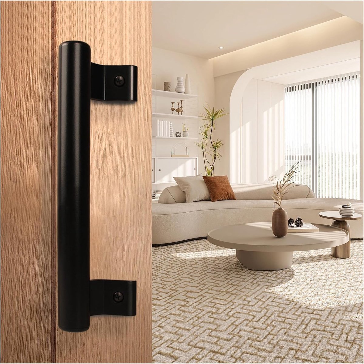 20,1 cm (20,5 cm) deurtrekgreep minimalistische stijl C-vormige poortgreep geschikt voor schuurdeur/balkondeur/binnenplaatsdeur/terrasdeur/garagedeuren (zwart)