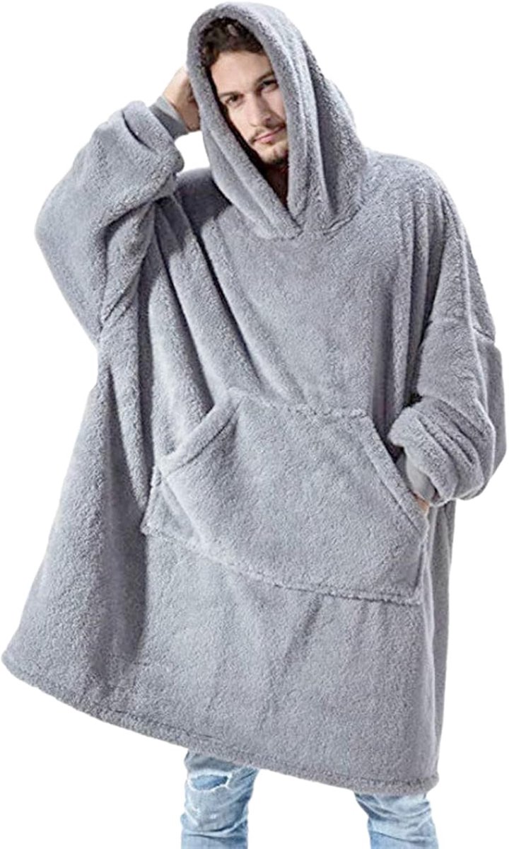 Home service, winter losse verdikking dubbelzijdige fluweel paar kleding, buitenhood warme super grote trui (cyaan, wijn, grijs, zwart, bruin, één maat)