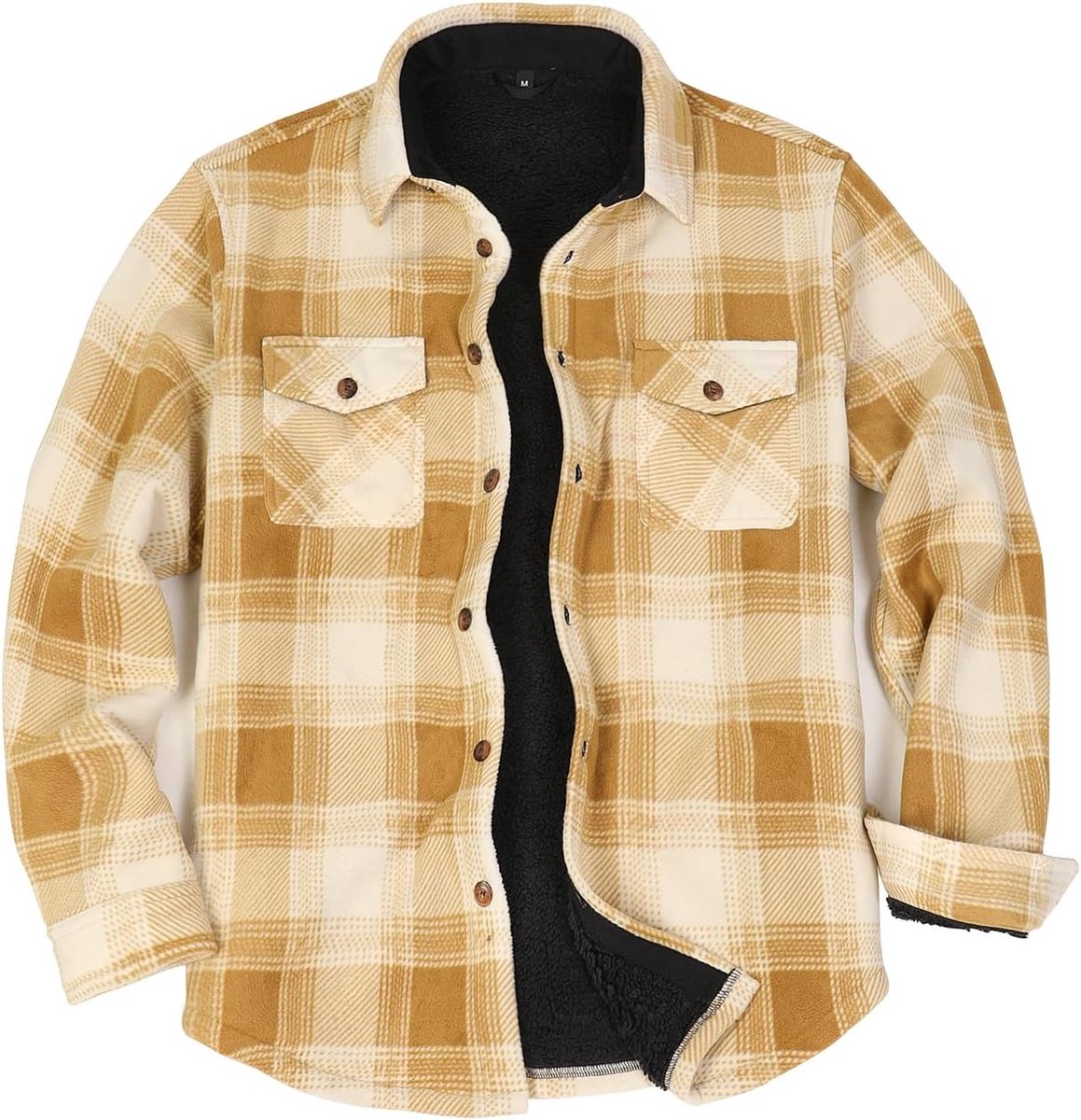 Heren warme Sherpa gevoerde fleece geruite flanellen overhemd jas (alle sherpa fleece gevoerd)