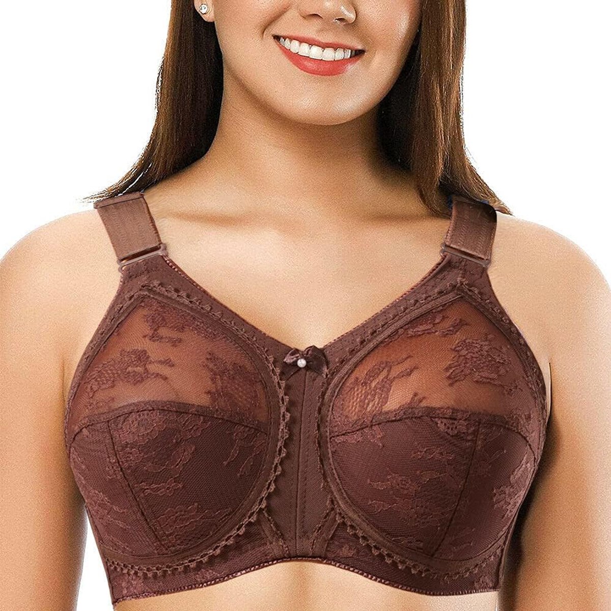 Dames Plus Size BH Minimizer Kant Volledige Dekking Stevige Hold Niet Gewatteerde Non Wired