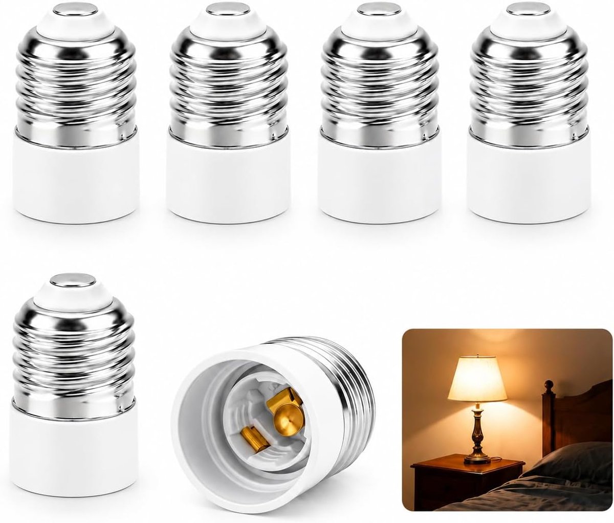 6 stuks E27 naar E14 lampvoet, adapter E27 naar E14 voor flexibel gebruik, E14 naar E27 adapter voor verschillende lichtbronnen, voor veelzijdige verlichtingsmogelijkheden