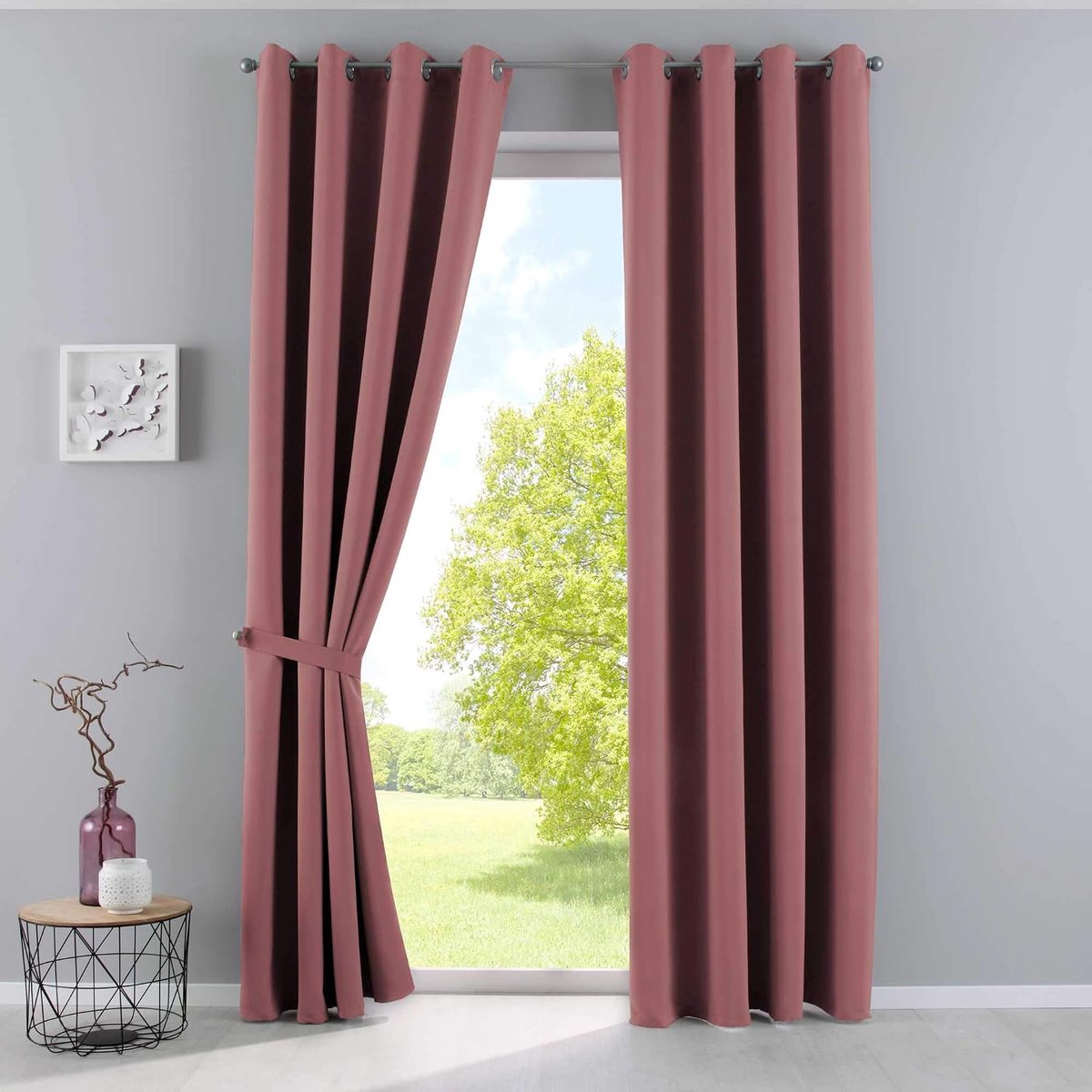 Gordijnen ondoorzichtig »Newyork« oudroze H x B 225 x 140 cm 2-pack thermische gordijnen verduisteringsgordijn met oogjes geluidsisolerend Öko-Tex UV-bescherming vouwhouder 201920600-2