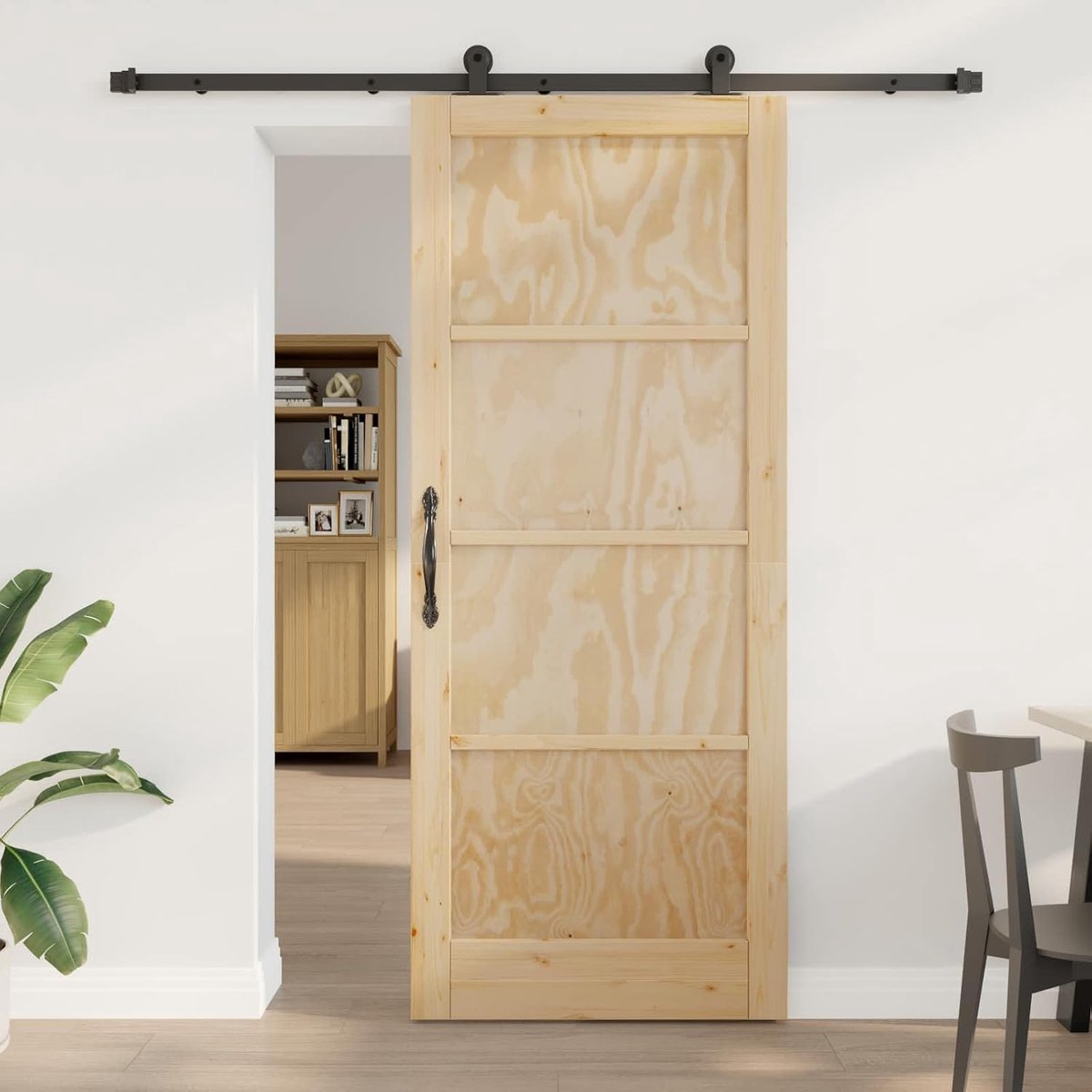 Grenenhout, ruimteverdeler zwart 86 x 211 cm