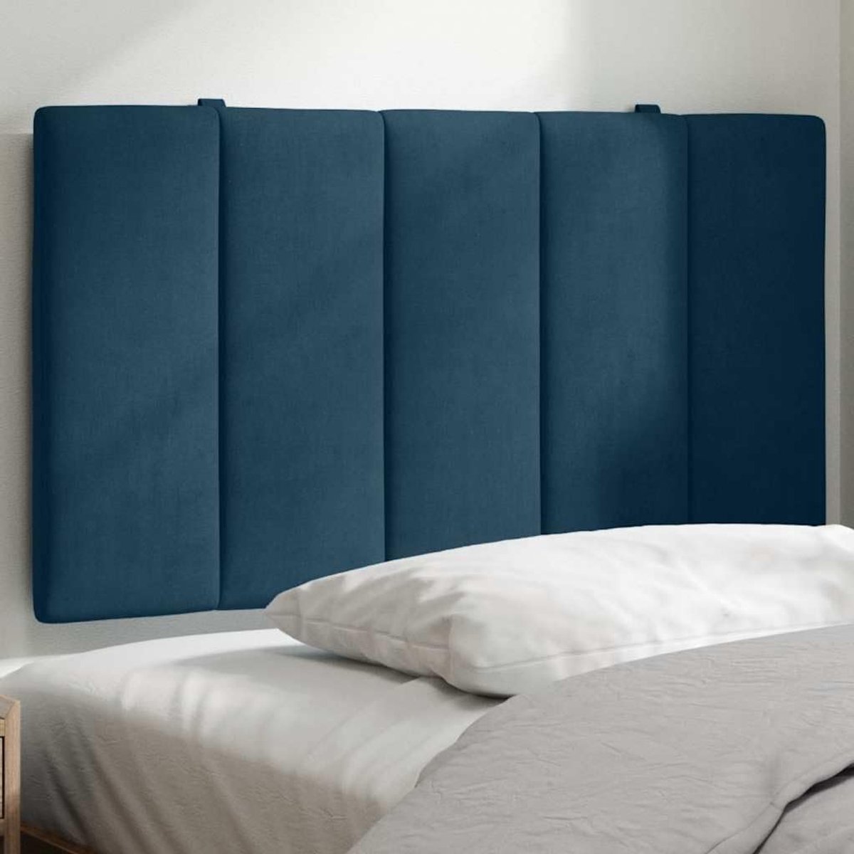 90 cm fluwelen hoofdkussen, blauw zacht kussen voor bed met spons, met ritssluiting en bevestigingsriemen, perfect lezen en tv kijken
