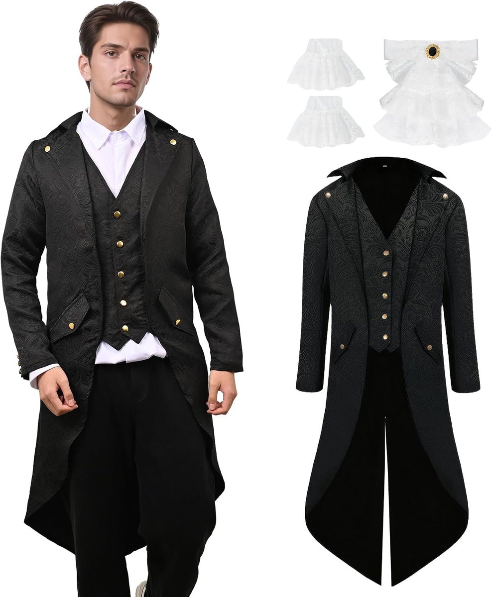 Steampunk-jas voor heren, gothic, retro jas, Victoriaanse herenjas, vampier, cosplay kostuums