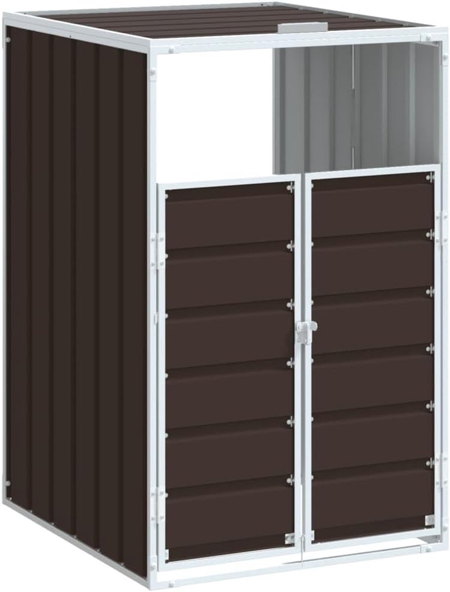 Vuilniscontainerbox voor 1 ton bruin 72x81x115 cm staal