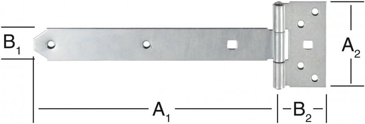 Deurscharnier van verzinkt staal voor corrosiebescherming 600 x 60 x 110 x 40 x 4 mm, klapscharnier, robuuste constructie met messing stift, scharnieren zware belasting voor deuren, poorten en