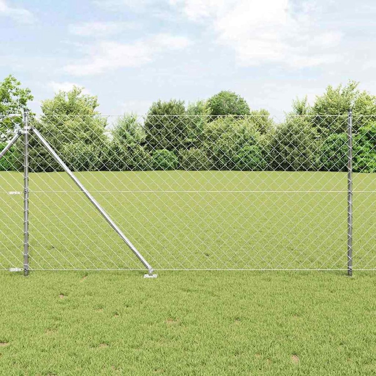 Kettinghek, set van 2 gegalvaniseerd staal, 25 x 1 m, uitbreidbaar, tuinhek, draadomheining voor hekken, groentebedden, kippenren