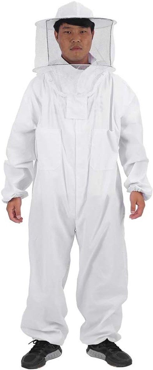 Imkerpak Professioneel met Sluier, XXL, Wit, 65% Katoen 35% Polyester, Beschermende Kleding voor Mannen en Vrouwen