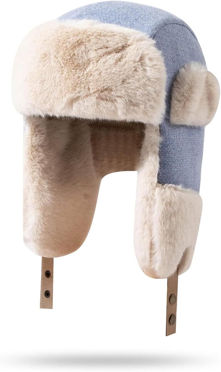 Vliegeniersmuts met oorkleppen, Russische muts voor heren en dames, winddichte muts van imitatiebont voor het skiën
