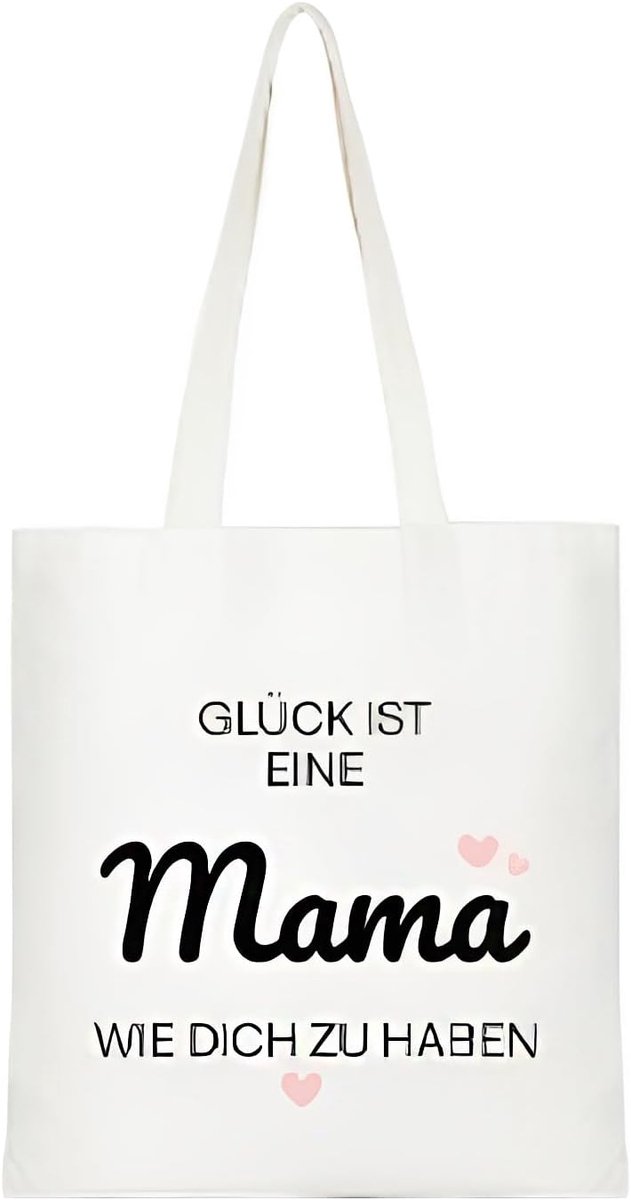 - cadeaus voor mama/oma, herbruikbare katoenen tas met gedrukte tekst "Geluck ist ein Mama wie dich zu hebben", cadeaus voor Moederdag en verjaardag