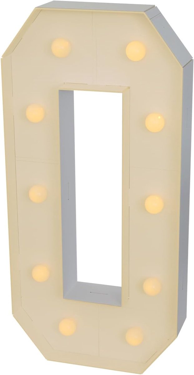 Cijferverlichting, 0 1 2 3 4 5 6 7 8 9, cijferlampen, digitale decoratie, licht, werkt op batterijen, cijferdecoratie voor verjaardag, jubileum, feest, 100 cm (0)
