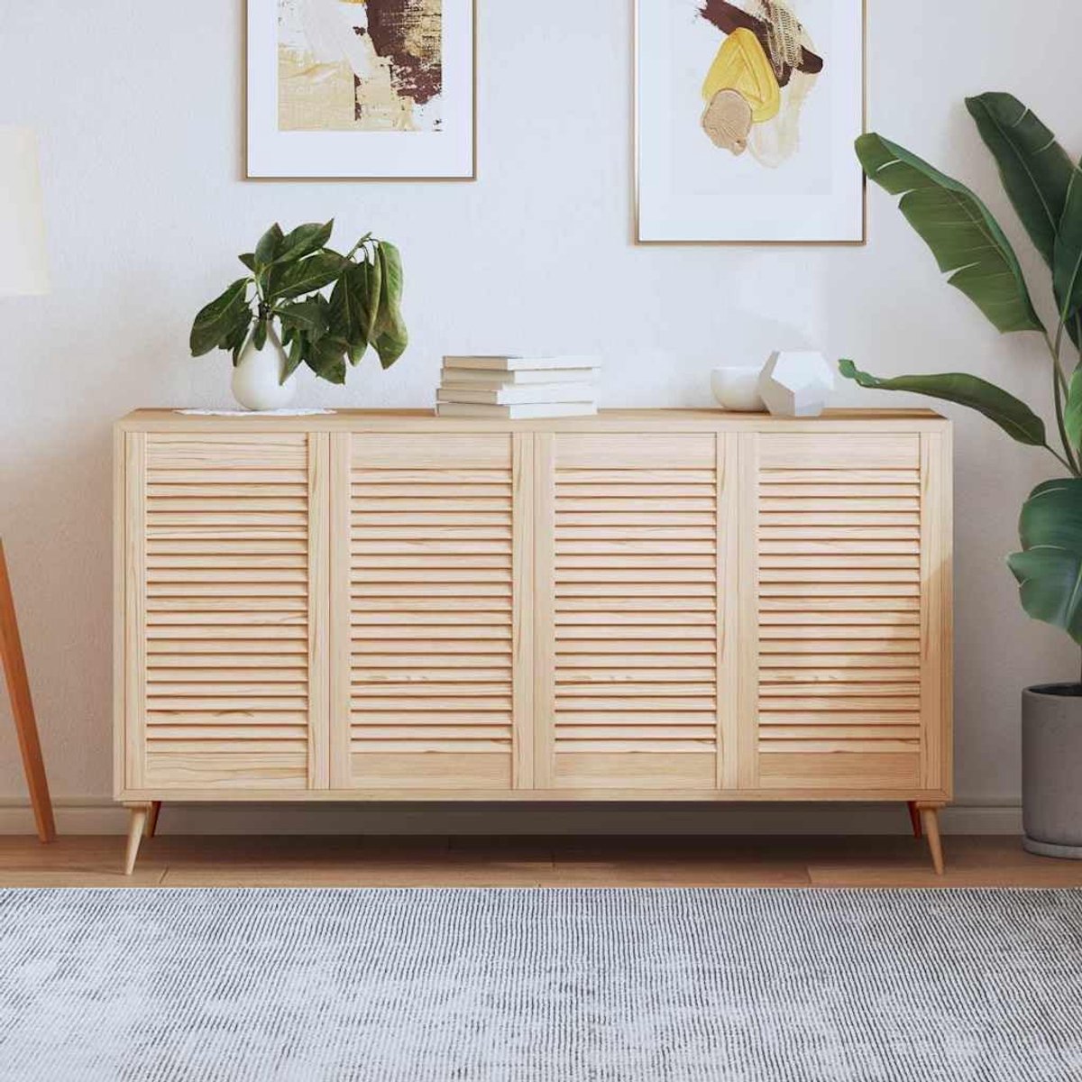 Kastdeuren van grenenhout, lamellendesign, 4 stuks, 69 x 39,4