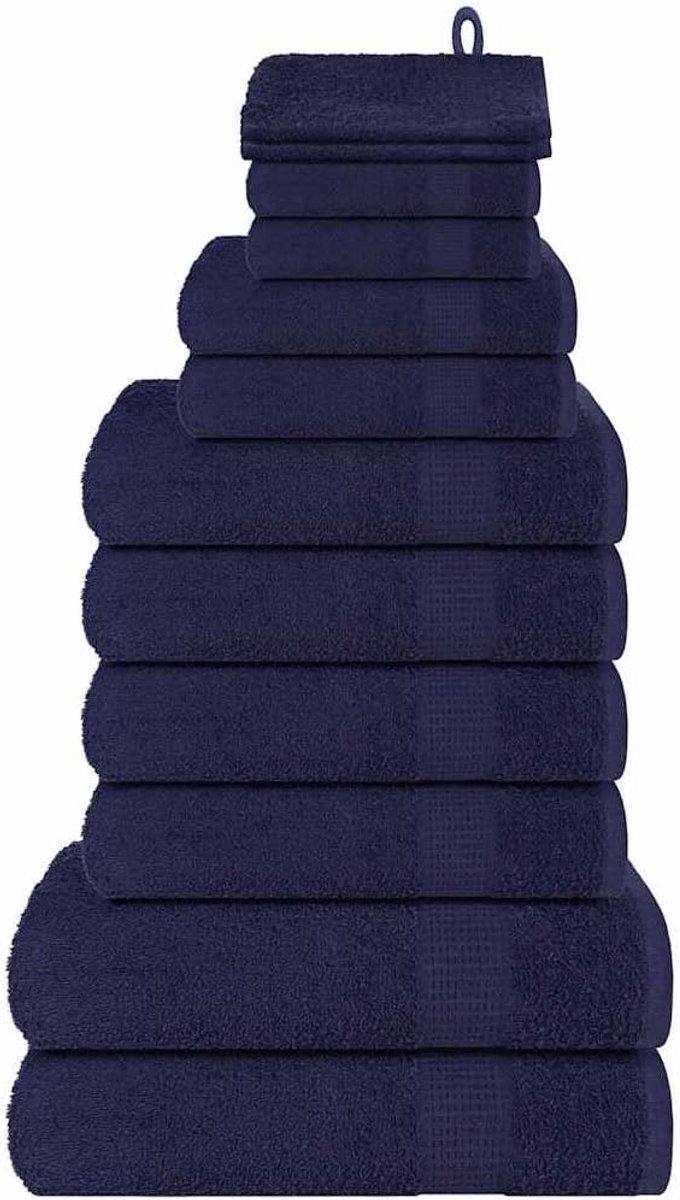 12-delige handdoekenset katoen marineblauw, badkamer handdoekenset met douchehanddoek gastendoekje washandjes, absorberende badstof handdoeken met lus voor hotel en thuis