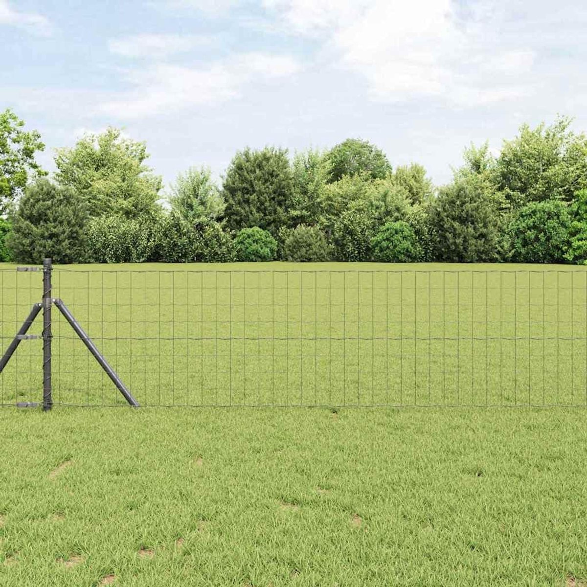 Hek 10 x 0,6 m grijs draadhek gaas hek voor tuin terras incl. palen