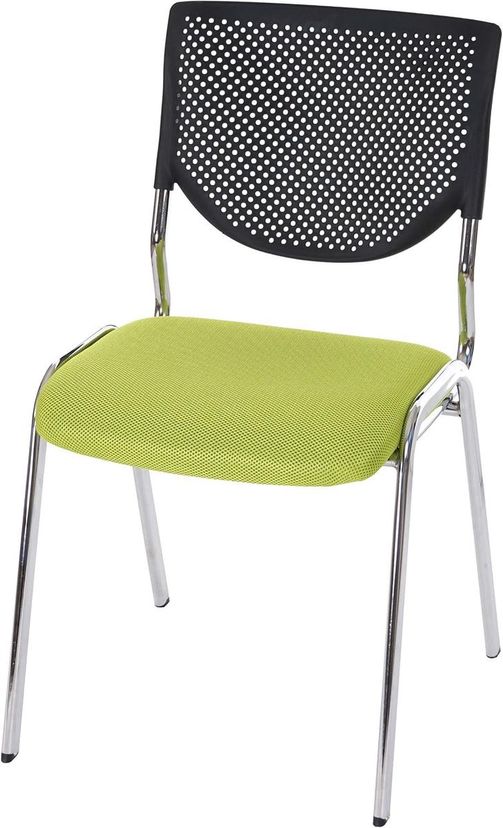 Conferentiestoel T401, stapelbaar, stof/textiel ~ Zitting groen, voeten chroom