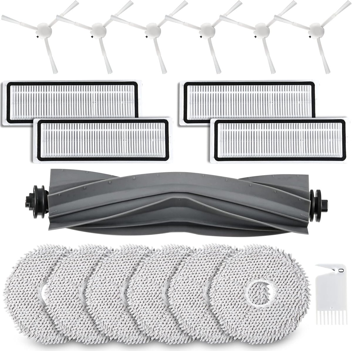 Pakket van 18 accessoires voor Dreame L10S / L10 Ultra Prime robotstofzuiger met 1 hoofdborstel, 6 doekjes, 4 filters, zijborstels, reiniging