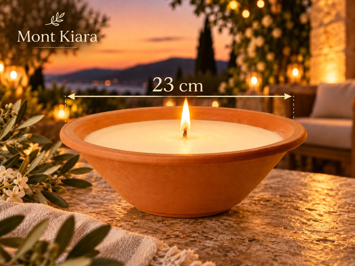 Mont Kiara Tuinkaars Terrasschaal 23 cm – Sfeervolle Buitenkaars voor Tuin, Terras & Balkon – Decoratieve Kaars in Schaal – Assorti