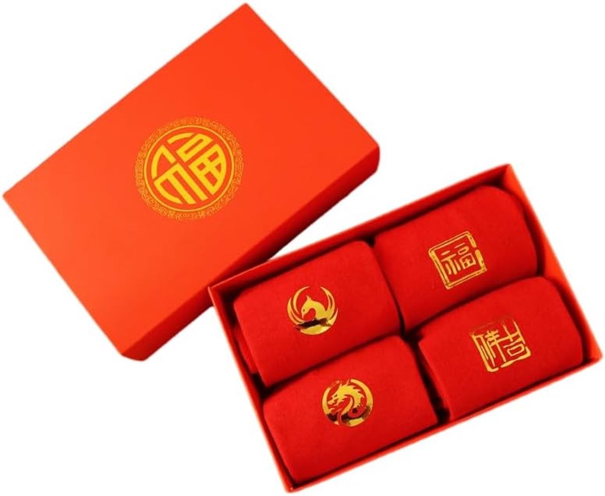 Sokken Mannen Vrouwen Lente Festival Lucky Zodiac Birth, Perfect Gift voor Uw Zodiac Jaar van de Draak om het Kwaad af te weren en geluk te brengen, Rood, One Size
