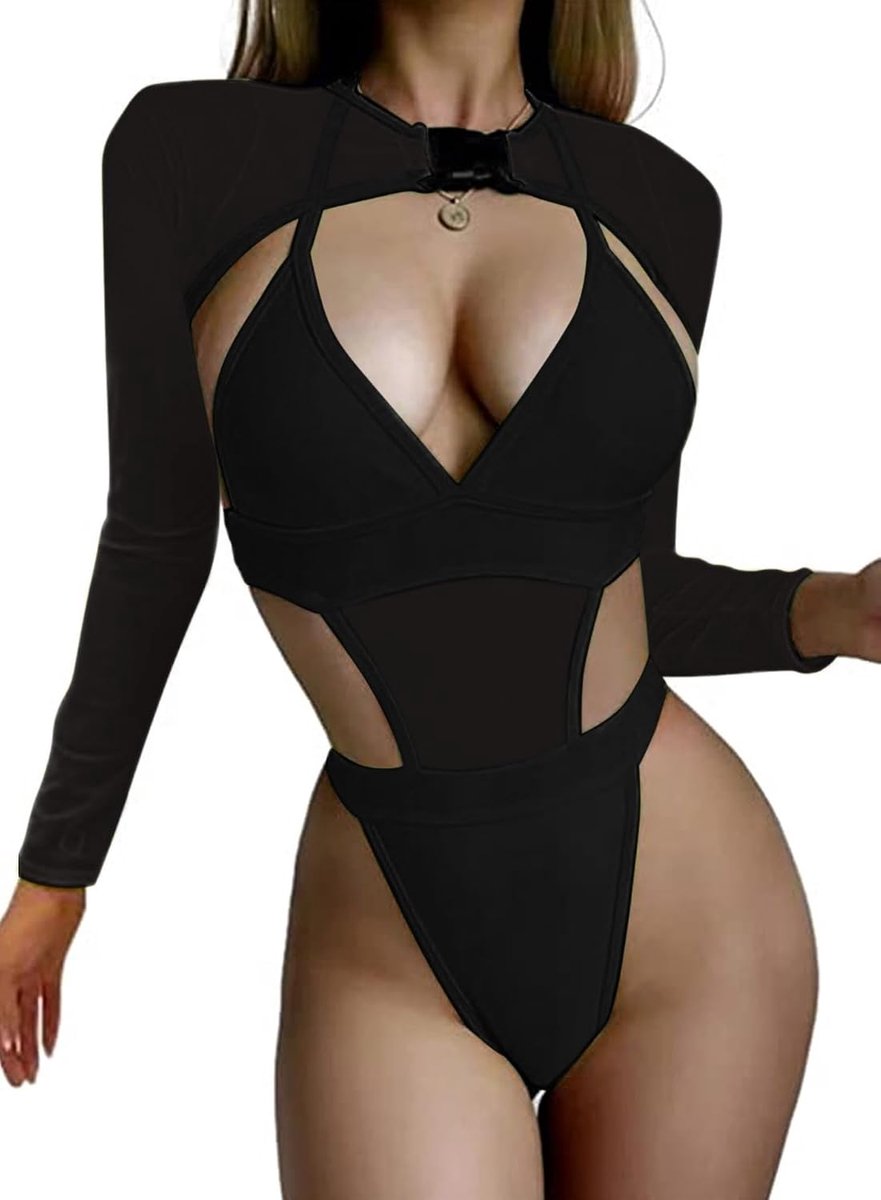 2 Stuk Vrouwen Rave Outfits Neon Bodysuit Crop Top Lange Mouw Badpakken Mesh Shrug Met Gesp Voor Festival Club Party