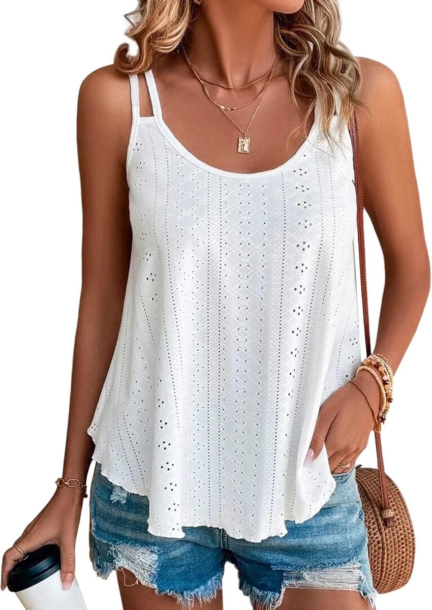 Tanktop, sexy zomertop voor dames, mouwloos T-shirt, spaghetti cami bovenstuk, zomermode, shirt met ronde hals, blouses, basic tops